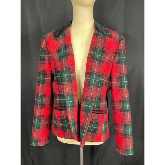 Vintage Norton McNaughton Wool Red Plaid Blazer, Button Up, Pockets - Picture 7 of 8